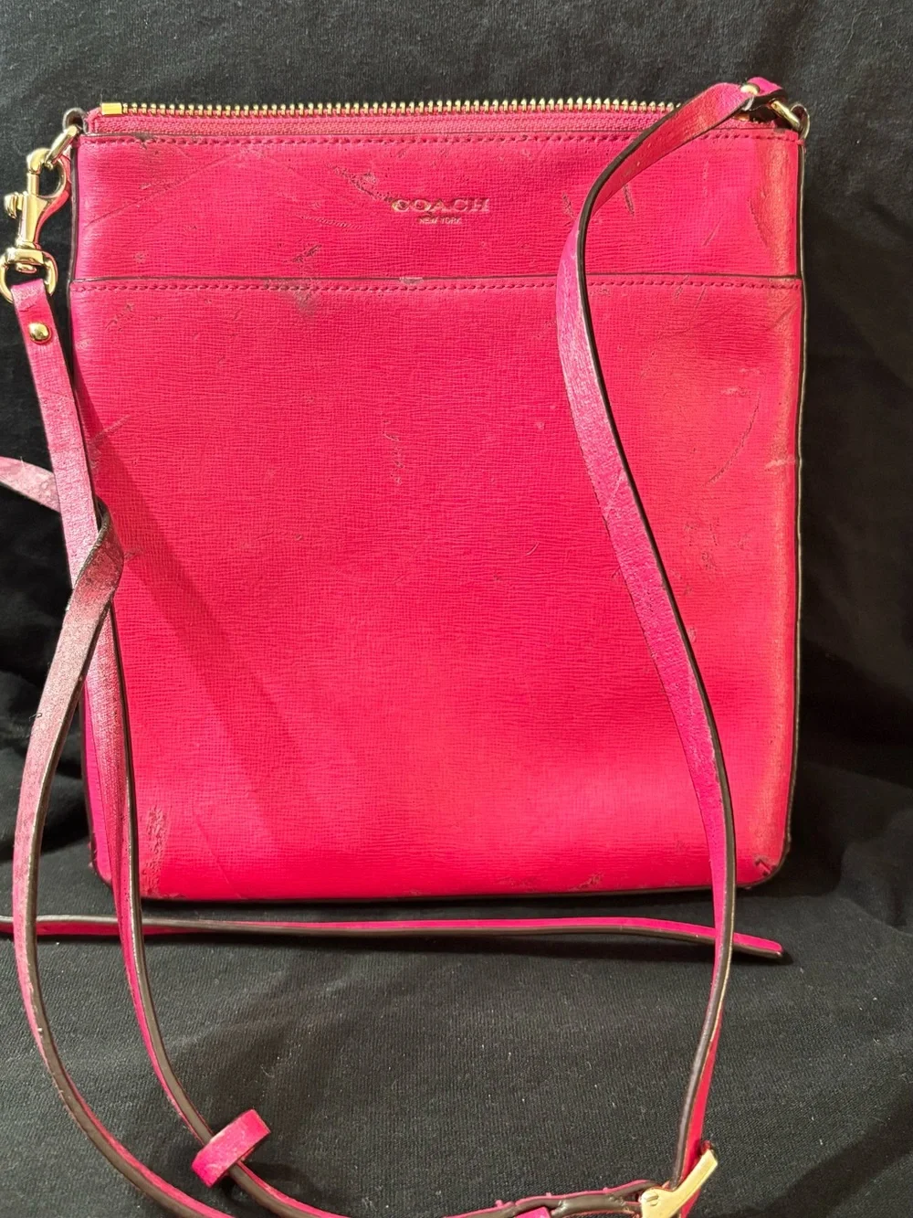 Coach Hot Pink Crossbody Bag with Gold Hardware
